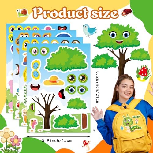 24 Sheets Make Your Own Stickers, Creative Game Stickers for Kid Toddlers