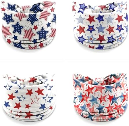 winthrop 4 Pack July 4th Patriotic Headbands for Women - Red White Blue Star Print Wide Bandana, Breathable Stretchy Non-Slip Hair Accessories for Yoga Running Party Celebrations
