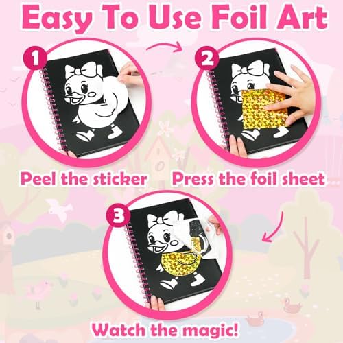 FUNNYB&G Foil Art Craft Kit for Kids, Sparkly Birthday Gift Toy for Girls