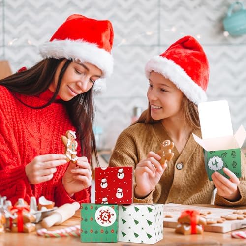 KESOTE DIY Empty Advent Calendar, 24 Cardboard Treasure Boxes with 1-24 Number Stickers Christmas Countdown Calendar for Xmas Holiday Decor
