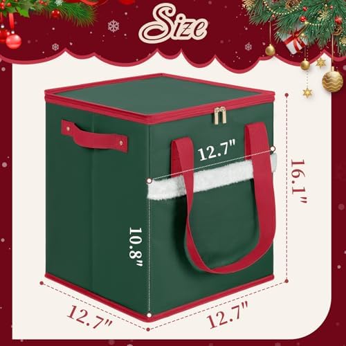 Christmas Nutcracker and Figurine Collectible Storage Box Stores Up to 9 16" Nutcrackers Holiday Ornaments Storage Box with Adjustable Dividers Zippered Top Xmas Decorations Storage Containers