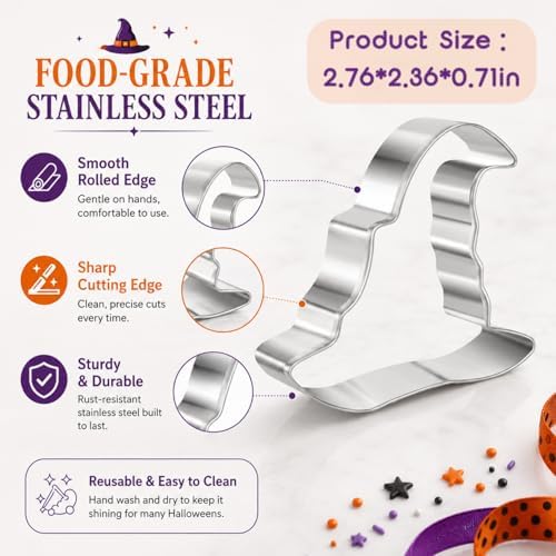 Large Witch Hat Cookie Cutter, Stainless Steel Magic Hat Shape