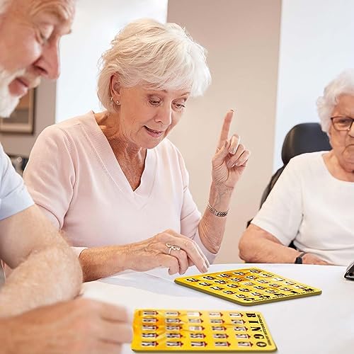 MR CHIPS Jam-Proof Bingo Cards with Sliding Windows, 25 Reusable Shutter Cards, 75 Calling Cards 1 Master Board in Gold Rush Style