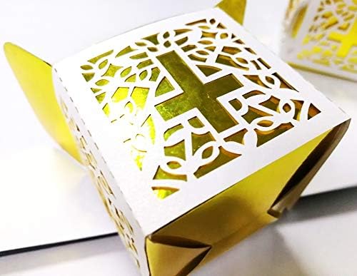 Sohapy 50Pcs Baptism Christening Favor Boxes Candy Boxes Bag Gift Box Baby Shower Favor for Baby Cute Birthday Decoration Shower Party Decoration Supplies