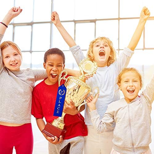 45 Pieces Award Ribbons 1st, 2nd, 3rd Place Flat Carded Set First Place Prizes with Event Card and Rope for Competition, Sports Event, School, Contests, Blue Red White