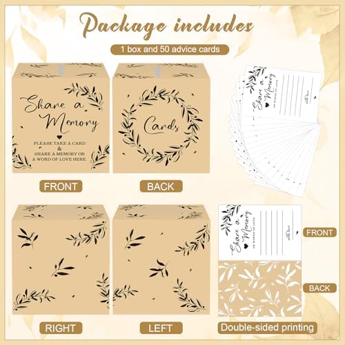 Pajean 50 Pcs Share a Memory Cards for Collections of Life, Memory Cards Box for Guest Ideas Funeral Graduation Wedding Bridal Shower Birthday Anniversary Retirement (Light Beige,Trendy)