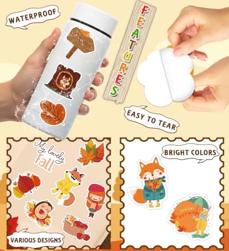Fall Stickers,Thanksgiving Stickers for Kids,Non-Repeating Sticker for Kids