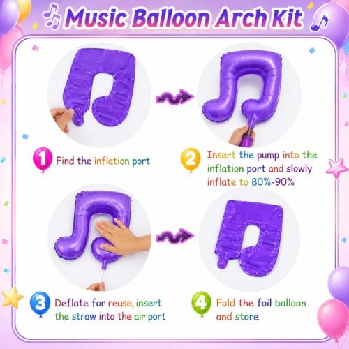 K POP Music Birthday Decorations, 162Pcs Pink Purple Balloon Garland Arch Kit with Music Note, Disco Ball, Checkered Heart, Lightning and Star Foil Balloons for Movie Singer Theme Party