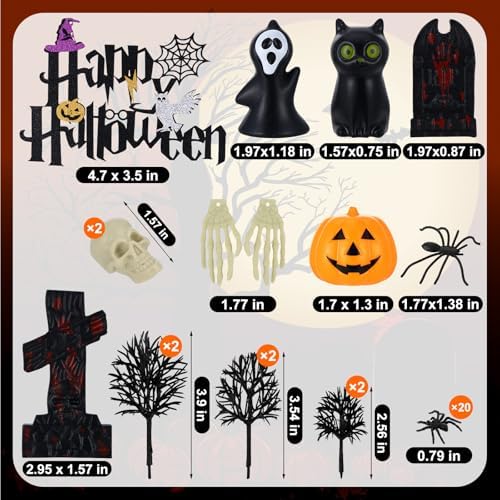 48 Pcs Halloween Cake Toppers Decorations Party Supplies