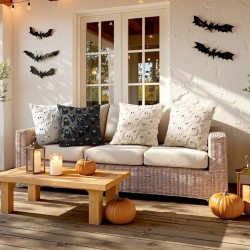 MIULEE Black Halloween Pillow Covers Cute Ghost Decor Set of 2 16x16