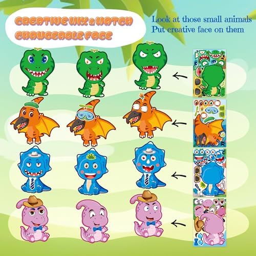 Dinosaur Stickers 48 Sheets Dino Party Favors Birthday Decorations