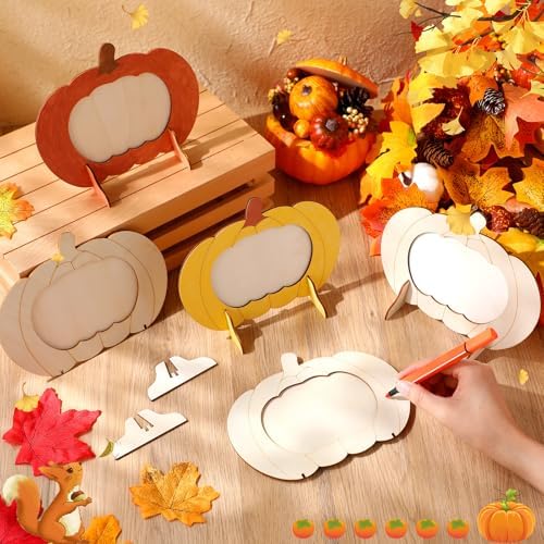 Geelin 12 Pack Wooden Pumpkin Photo Frames Classic, Fall Thanksgiving DIY