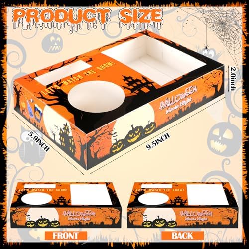 Dunzoom 20 Pcs Halloween Movie Night Paper Snack Trays Popcorn Boxes Orange