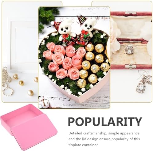 Homoyoyo 3pcs Metal Tins with Lid Rectangular Cookie Storage Boxes for Treats for Travel Organizing Items Versatile Metal Containers Sleek Design Pink
