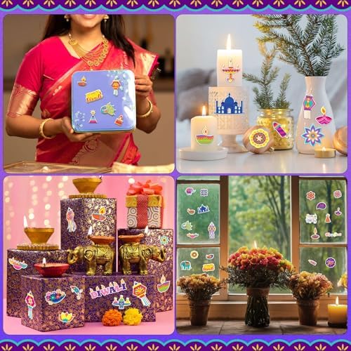 UPINS 12 Sheets Happy Diwali Stickers for Kids 3D Foam Puffy Bulk