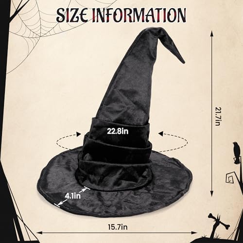 Ibeauti Witch Hat Women Large Ruched Halloween Witch Hat Costume Accessory for Party