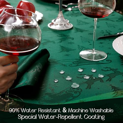 Romanstile Green Christmas Jacquard Rectangle Tablecloth, 60 x 120 Inch