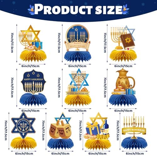 Hanukkah Table Decorations, 10Pcs Chanukkah Honeycomb Centerpieces
