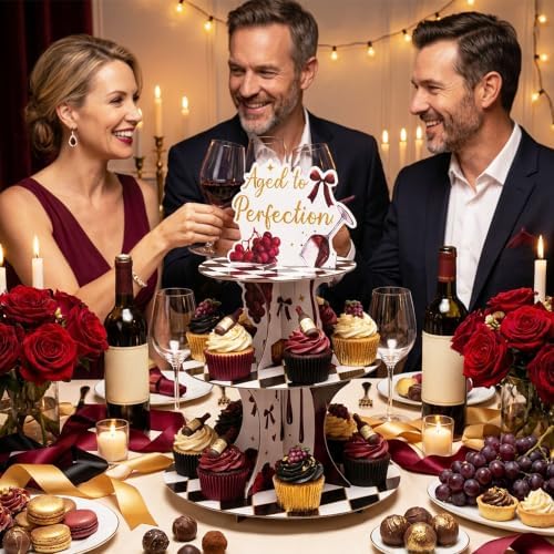 ANGOLIO Age Perfection Cupcake Stand, 3Tiers Fall Birthday Party Decoration