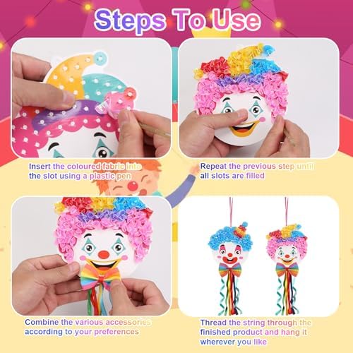 Fennoral 12 Pack Clown Craft Kit for Kids Make You Own Carnival Circus Poke in Art Craft Kits DIY Carnival Creative Activity Birthday Party Decoration