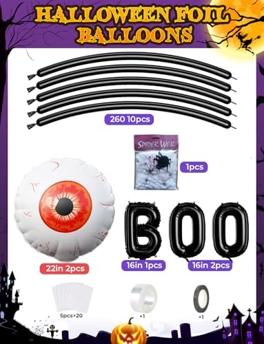 Halloween Balloon Garland Arch Kit, Purple Orange Black Balloons