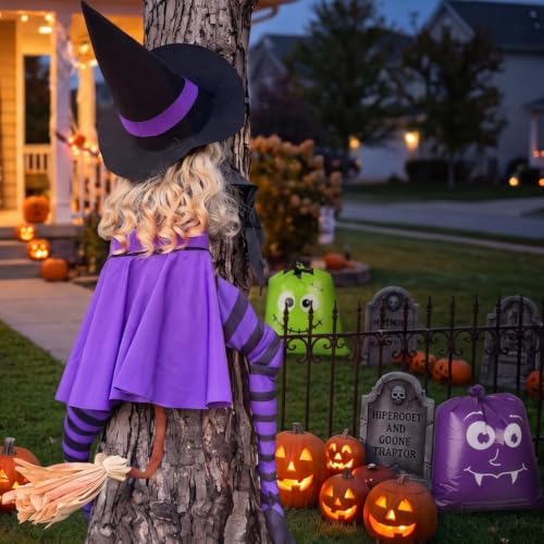 63" Purple Witch Crashing into Tree Halloween Outdoor Decor