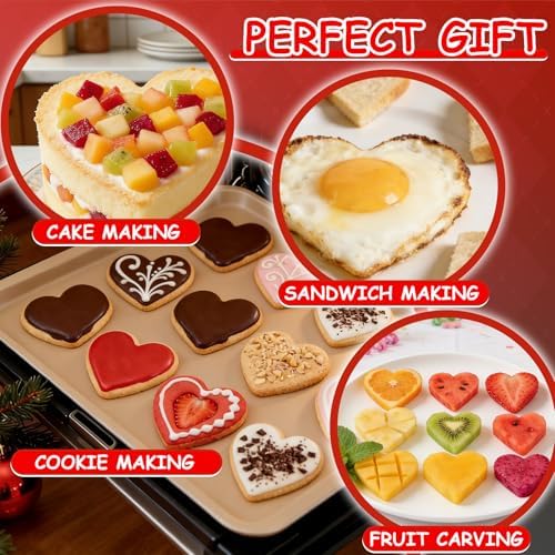 Love Heart Cookie Cutter Set Pack of 5 Valentines Day Heart Biscuit Cutter for Sandwiches, Pastries, Fruit and Cakes Birthday, Wedding Baking Tools