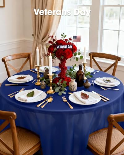 Pureegg Plastic Table Cloth Disposable 84 Inch Round 10 Pack, Navy Blue