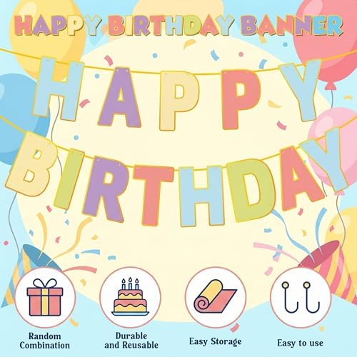 Happy Birthday Banner - Birthday Party Decorations for Home