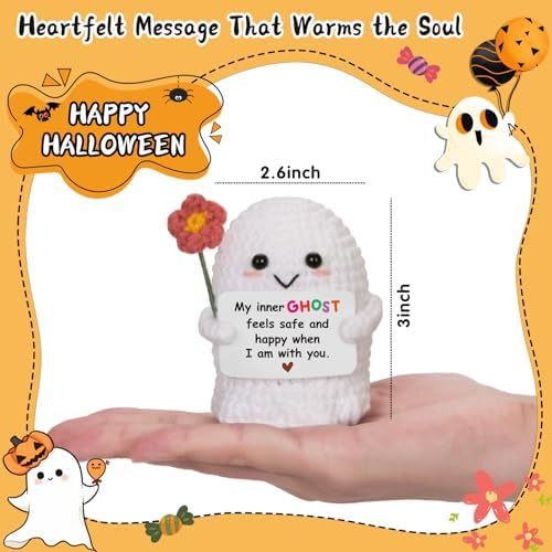 Unique Heartfelt Gift for Women Bestie Friends Pocket Hug Crochet Ghost