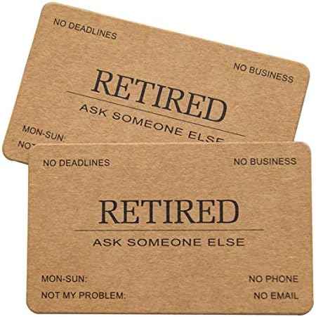 RXBC2011 Retired Business Cards Kraft paper Funny Retirement Gift (Pack of 50/No Case) For Retired Men Women Coworkers Employees Boss Friend Colleague