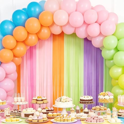 8 Rolls Pastel Streamers, Crepe Paper Streamers Party Decorations for Pastel Birthday Party Bachelorette Wedding Bridal Baby Shower