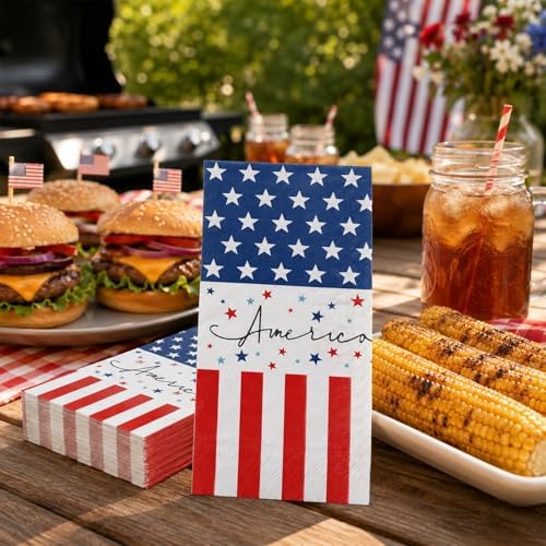 Patriotic 4th July Star Paper Napkins 100pcs