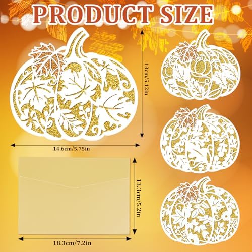 Thanksgiving Cards with Envelopes Thanksgiving Pumpkin Greeting Card Thank You Greetings Cardboard for Kids Adults Fall Autumn Family Party Home Friendly Wish Hope Hollow Paper Craft Cutout