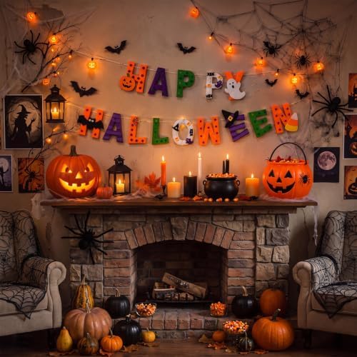 Mindsoft 2 Pcs Happy Halloween Felt Garland 6.56 ft Halloween Decorations