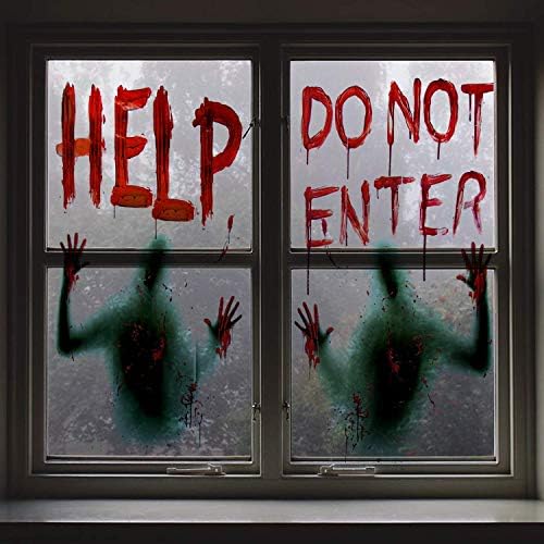 2PCS Halloween Giant Bloody Window Posters Windows Clings Party Decoration Haunted House Door Cover Creepy School Dormitory Window 60" x 60"