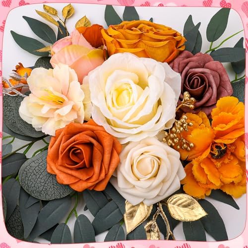 Wedding Arch Flowers Fall 2 Pcs, Fabric Floral Swag for Ceremony