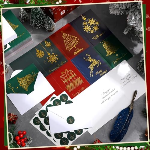 Crtiin 240 Set Christmas Cards 2026 Gold Foil Christmas Greeting Cards Bulk