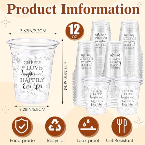 Funnymoom 60 Pack 12 oz Wedding Plastic Cups Bulk