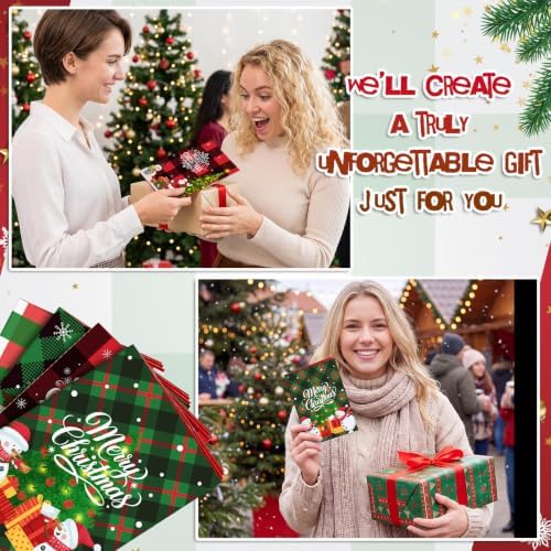 AmazingSpark 4 Set Christmas Gift Card Booklet Cardboard Merry Christmas Money Holder Book Buffalo Plaid Xmas Surprise Gift Card Money Sleeve Book Holiday Vintage Party Favors for Adult Women Cash