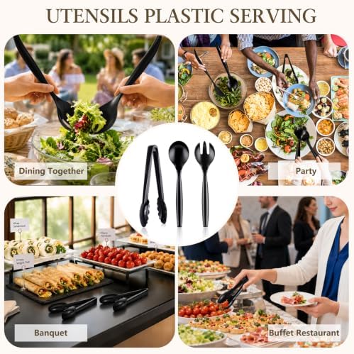 Mwellewm 72Pc Plastic Serving Utensils Set Disposable Tong Spoon for Buffet