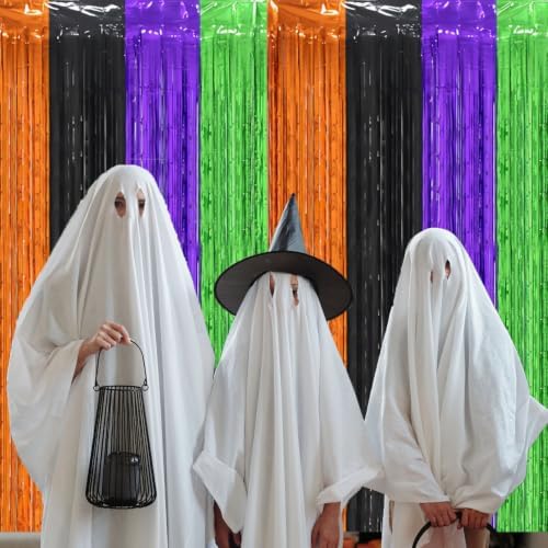 2 Pack Halloween Foil Fringe Curtains Party Decoration, 3.3 x 6.6ft