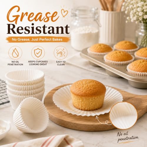 Mini Cupcake Liners,500 pcs White Mini Muffin Liners for Baking