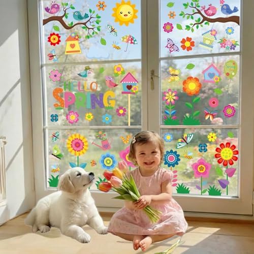 Spring Window Clings for Glass Windows Kids Summer Window Stickers Decor