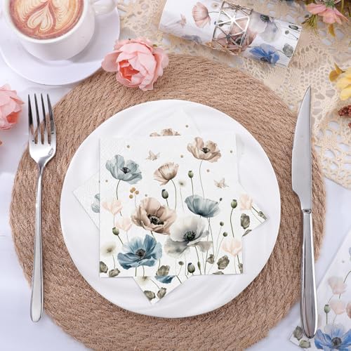 Natnarr 100 Pcs Floral Paper Napkins, 5" Boho Flower Napkins