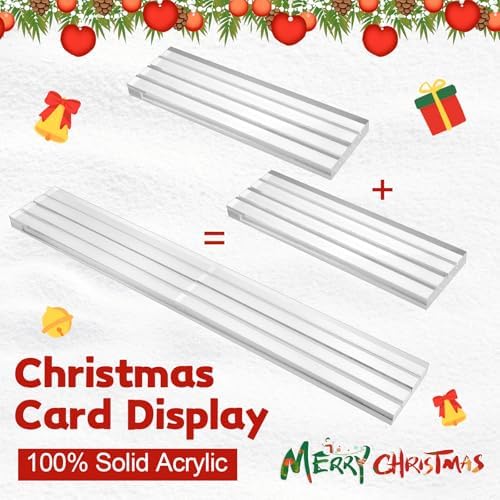 Cinnvoice 2 Pack Acrylic Card Display Holders Stand 11.8" Table Display Organizer for Christmas Greeting Cards Birthday Cards Photos Menus Table Number 3-slot Desktop Shelf Mantel Decor