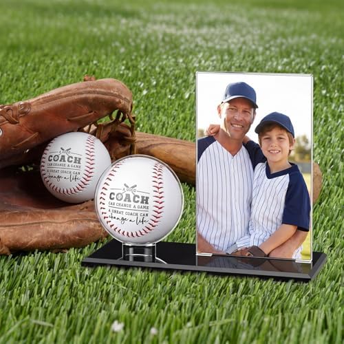 Colingmill Baseball Gifts for Coach Picture Frame and Baseball Display Case Set Ball and Card Holder for Coach Teacher