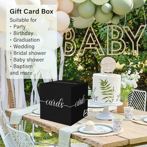 Black and Silver Foil Card Box for Party, 8.7", 1 Pack