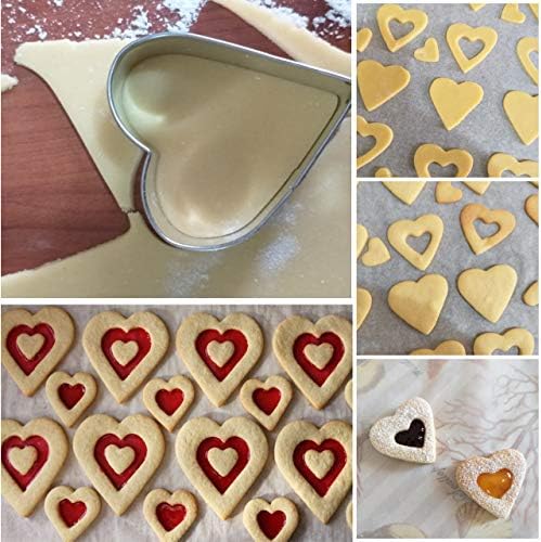 Love Heart Cookie Cutter Set Pack of 5 Valentines Day Heart Biscuit Cutter for Sandwiches, Pastries, Fruit and Cakes Birthday, Wedding Baking Tools