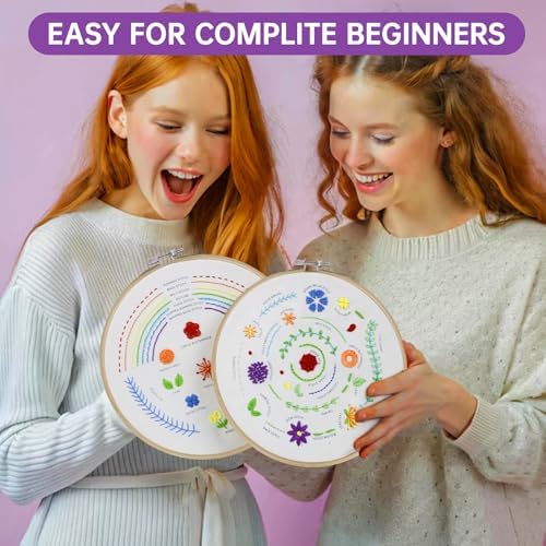 CYANFOUR 5 Stage Embroidery Kit Easy to Learn from Video & Guidance